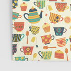 Vintage tea party - tea cups and sweets beige Poster Gallery Image 3