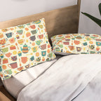 Vintage tea party - tea cups and sweets beige Pillow Sham Gallery Image 2