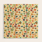Vintage tea party - tea cups and sweets beige Wood Wall Art Gallery Image 1