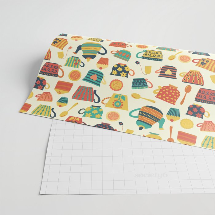 Vintage tea party - tea cups and sweets beige Wrapping Paper Gallery Image 2