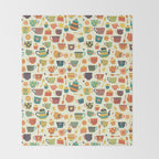 Vintage tea party - tea cups and sweets beige Throw Blanket Gallery Image 2