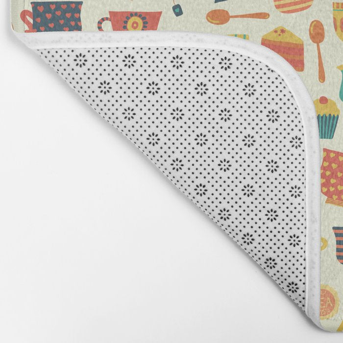 Vintage tea party - tea cups and sweets beige Bath Mat Gallery Image 2