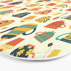 Vintage tea party - tea cups and sweets beige Bath Mat Gallery Image 3