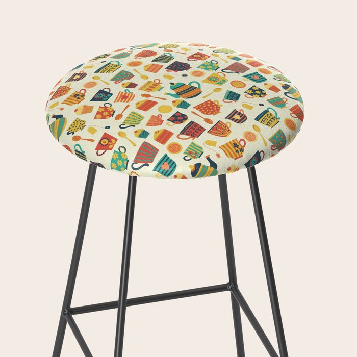 Vintage tea party - tea cups and sweets beige Stool Gallery Image 2