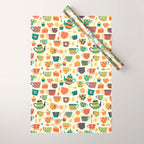 Vintage tea party - tea cups and sweets beige Wrapping Paper Gallery Image 1