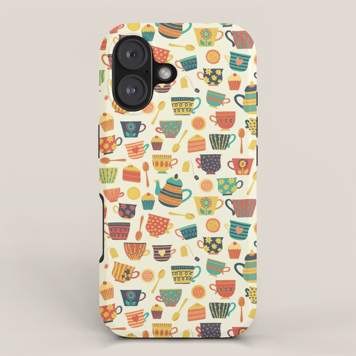 Vintage tea party - tea cups and sweets beige iPhone Case Gallery Image 1