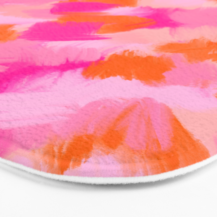 Pink and Orange Abstract Pattern Brushstrokes Bath Mat Gallery Image 3