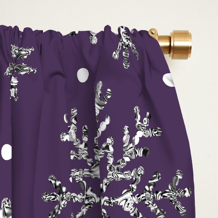 Vintage Christmas Silver snowflakes plum purple Window Curtain Gallery Image 2