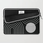 Mid Century Modern Geometric 109 in Black and White (Rainbow and Sun Abstraction) Laptop Sleeve Gallery Image 2