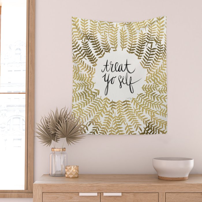 Treat Yo Self - Gold Wall Tapestry Gallery Image 2