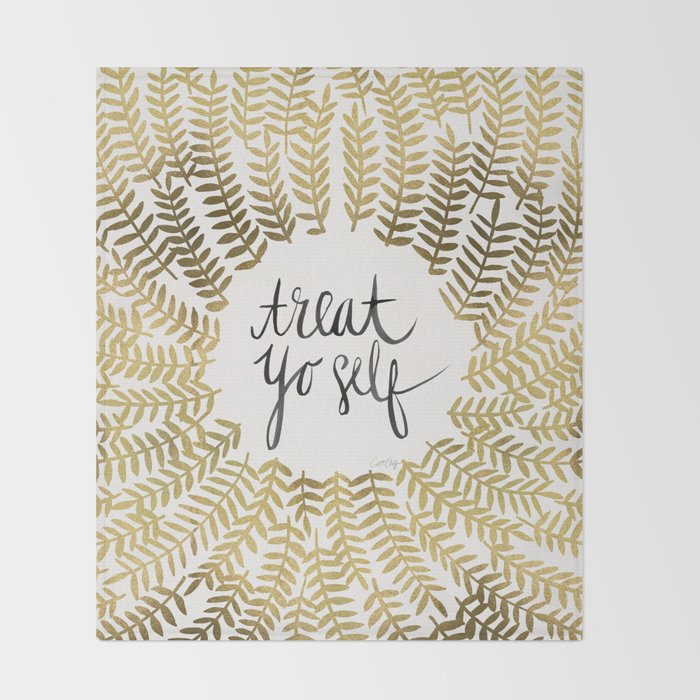 Treat Yo Self - Gold Throw Blanket Gallery Image 2