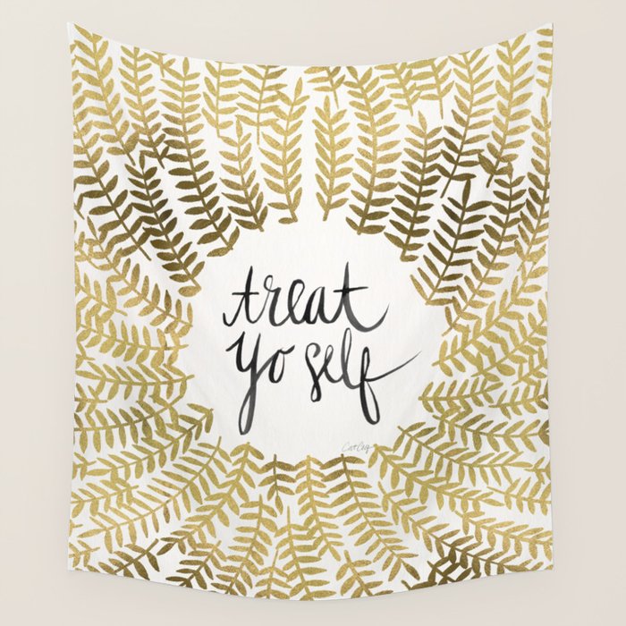 Treat Yo Self - Gold Wall Tapestry Gallery Image 4