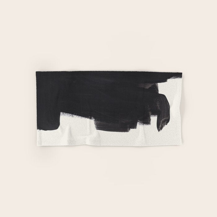 Mid Century Modern Minimalist Abstract Art Brush Strokes Black & White Ink Art Colorfield Towels Gallery Image 1