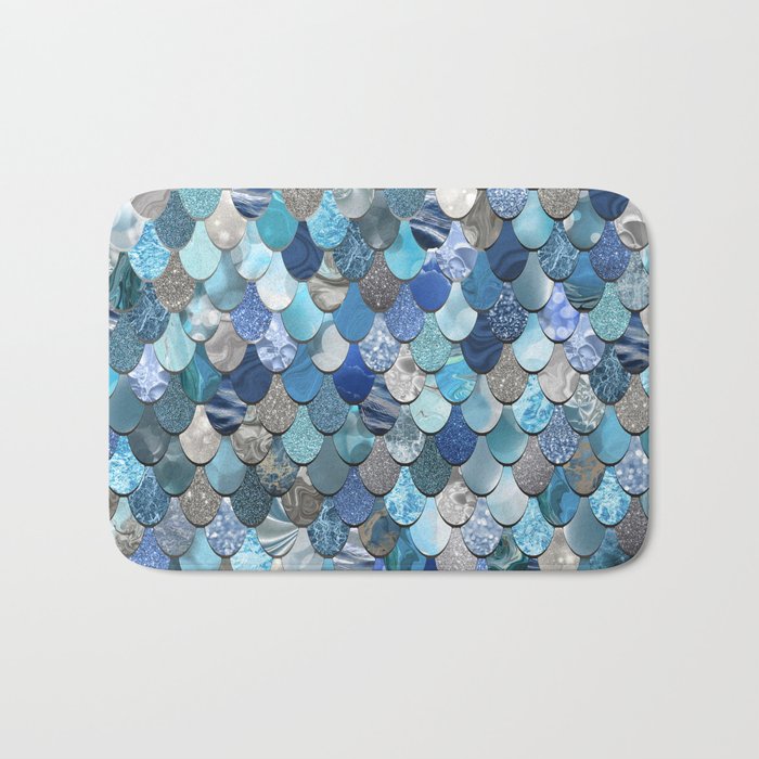 Mermaid Ocean Blue Pattern Bath Mat Gallery Image 1