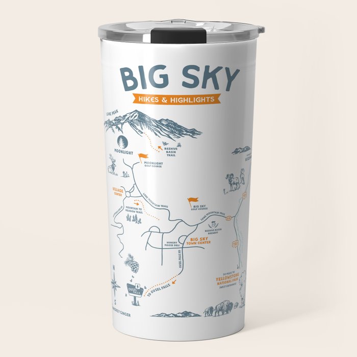 Big Sky, Montana Hiking & Recreation Trail Map Travel Mug Gallery Image 1