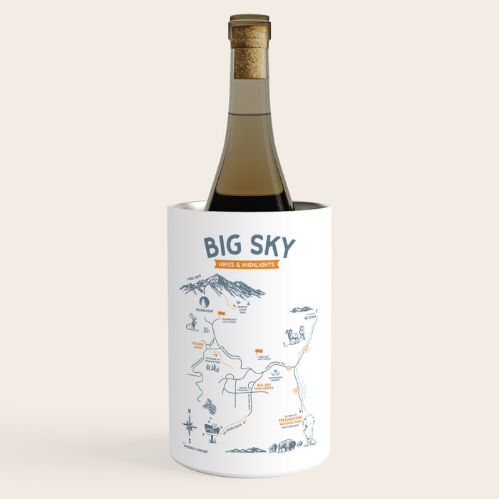 Big Sky, Montana Hiking & Recreation Trail Map Wine Chiller Gallery Image 1