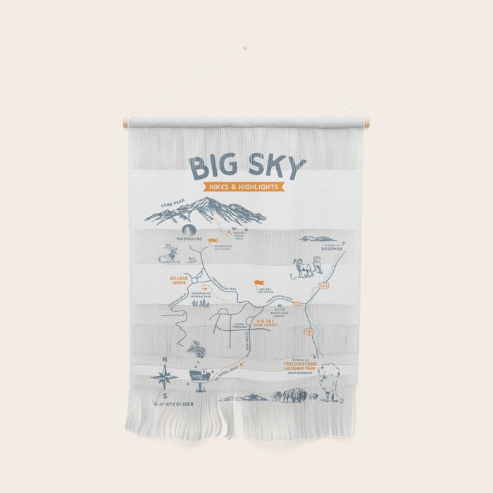 Big Sky, Montana Hiking & Recreation Trail Map Wall Hanging Gallery Image 1