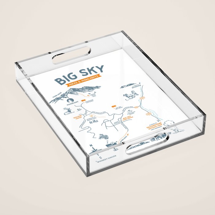 Big Sky, Montana Hiking & Recreation Trail Map Acrylic Tray Gallery Image 1