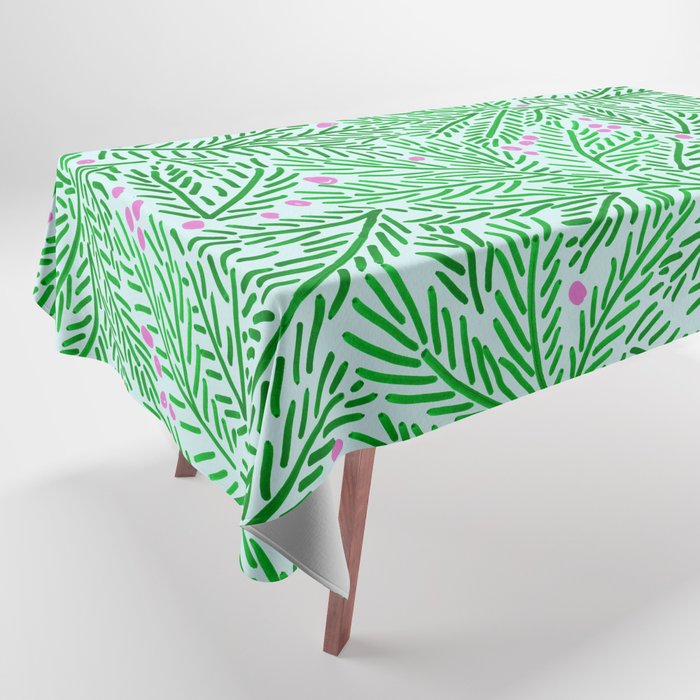Winter Berries & Pine Branches in Green Tablecloth Gallery Image 1