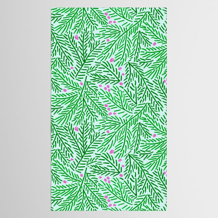 Winter Berries & Pine Branches in Green Tablecloth Gallery Image 2