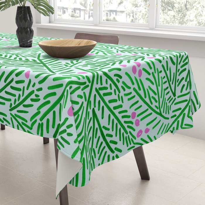 Winter Berries & Pine Branches in Green Tablecloth Gallery Image 3