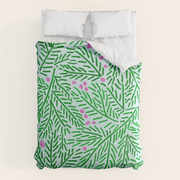 Winter Berries & Pine Branches in Green Comforter Gallery Image 6