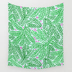Winter Berries & Pine Branches in Green Wall Tapestry Gallery Image 4