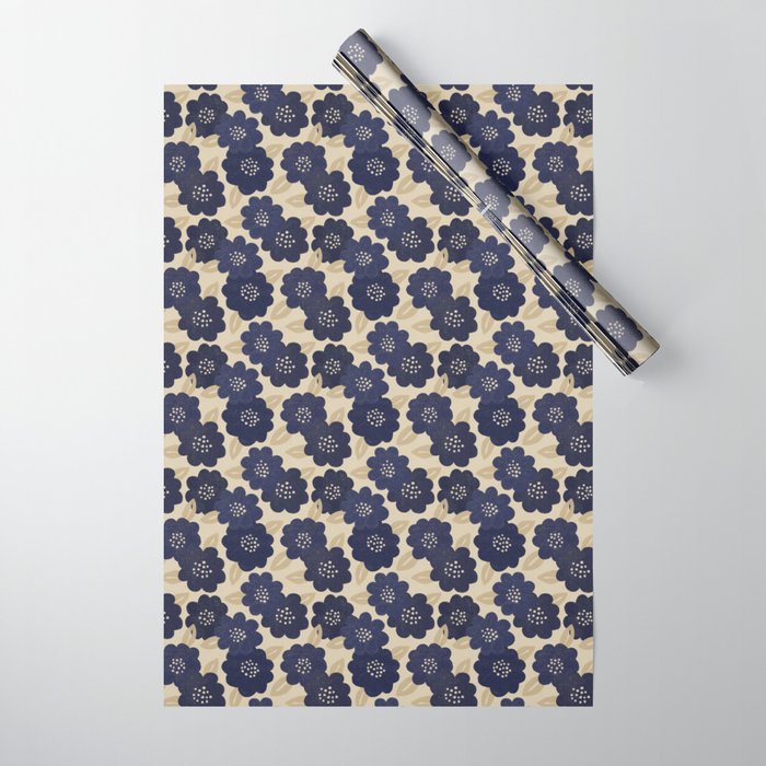 Blue Flower Pattern Wrapping Paper Gallery Image 1
