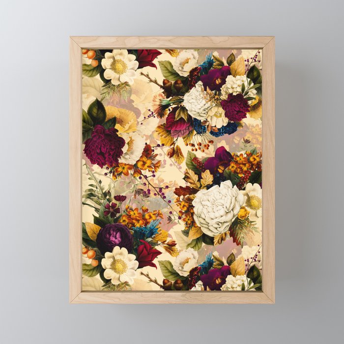 Vintage & Shabby Chic -  Nostalgic Winter Florals Pattern Mini Art Print Gallery Image 1