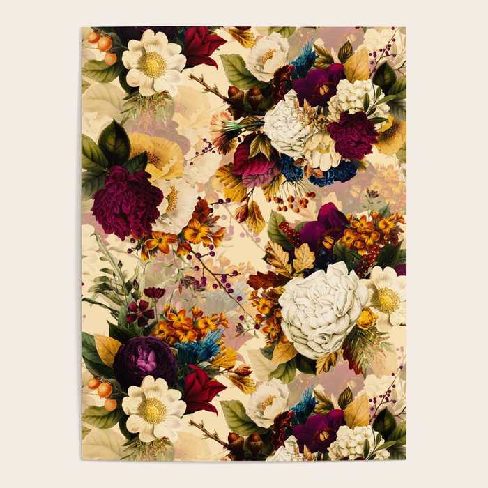 Vintage & Shabby Chic -  Nostalgic Winter Florals Pattern Poster Gallery Image 4
