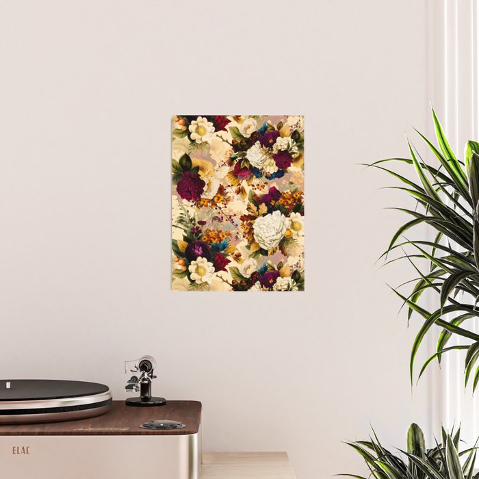 Vintage & Shabby Chic -  Nostalgic Winter Florals Pattern Poster Gallery Image 2