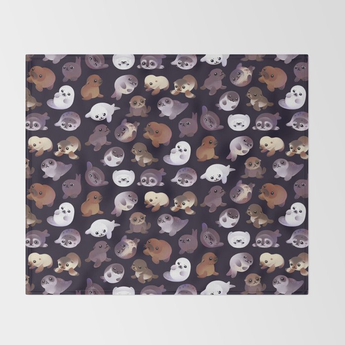Seal pup - dark Throw Blanket Gallery Image 2