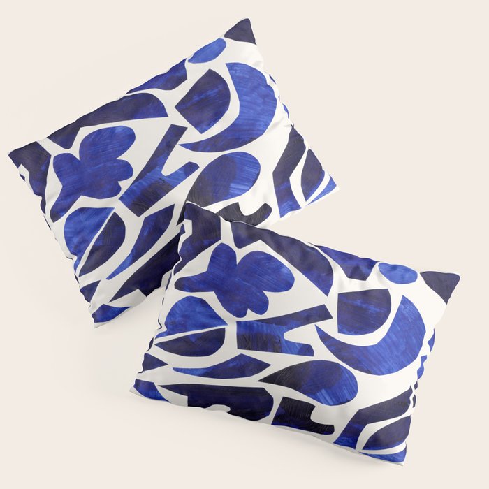 'Shattered Sky' Abstract Colorful Blue Paper Collage Minimal Mid Century Pattern by Ejaaz Haniff Pillow Sham Gallery Image 3