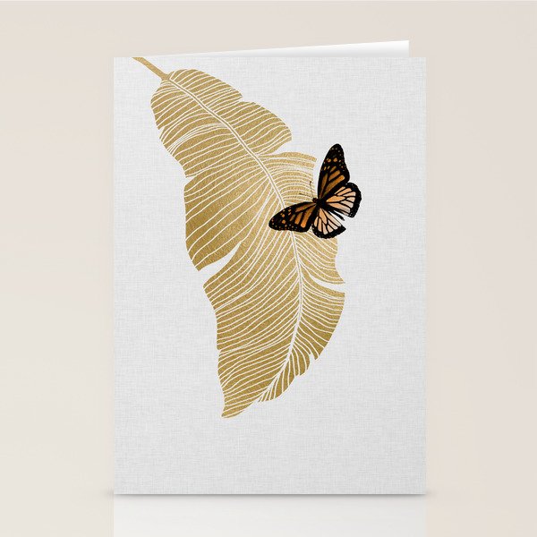 Butterfly & Palm Leaf, Gold Wall Art Stationery Card Gallery Image 2