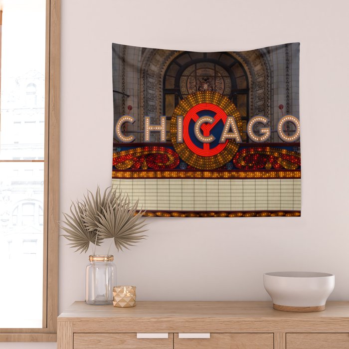 Glowing Chicago Wall Tapestry Gallery Image 2