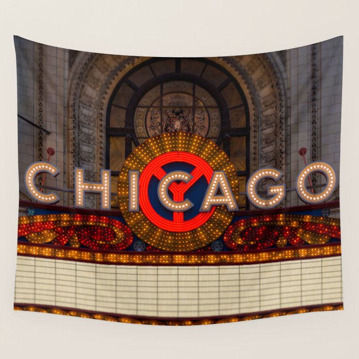 Glowing Chicago Wall Tapestry Gallery Image 1