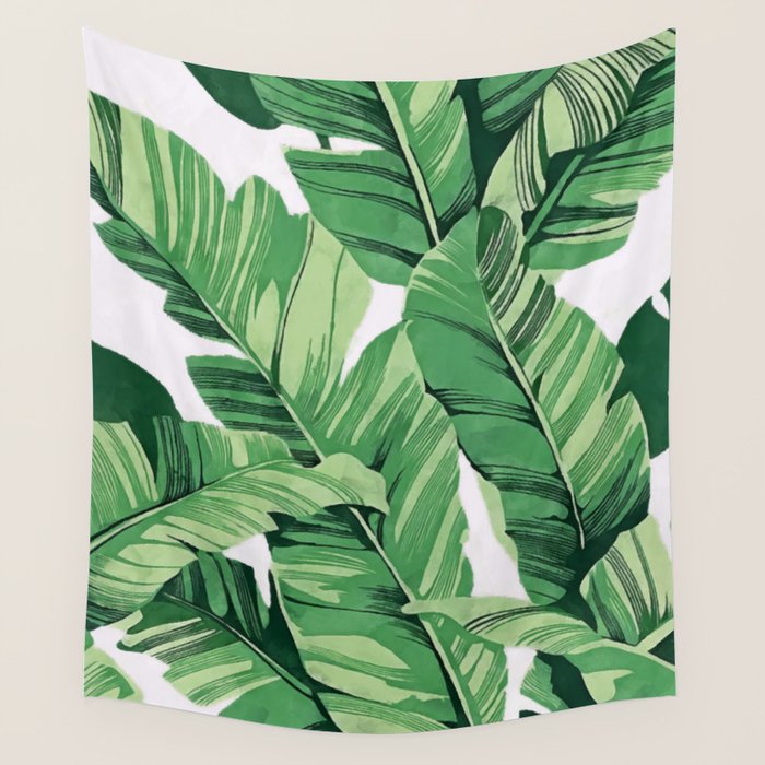Tropical banana leaves V Wall Tapestry Gallery Image 1