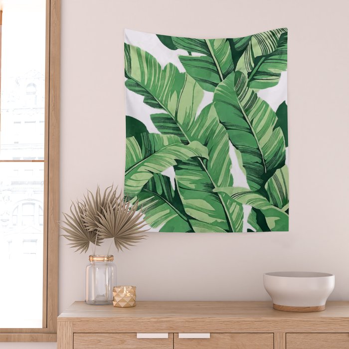 Tropical banana leaves V Wall Tapestry Gallery Image 2