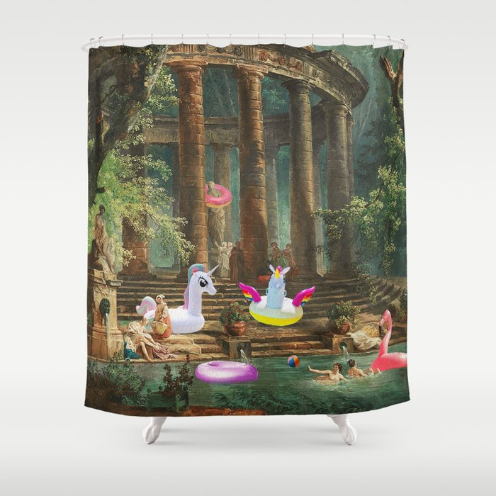 18th Century Pool Party Shower Curtain Gallery Image 1