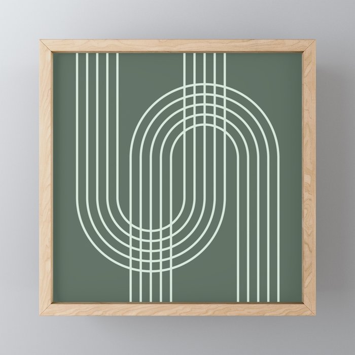 Geometric Lines in Forest Green Mini Art Print Gallery Image 1