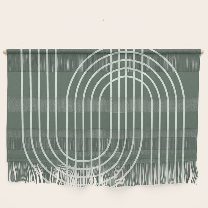 Geometric Lines in Forest Green Wall Hanging Gallery Image 1