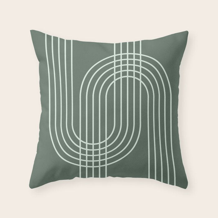 Geometric Lines in Forest Green Throw Pillow Gallery Image 6