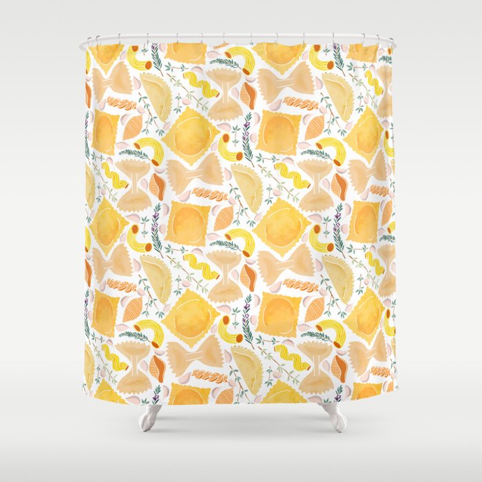 Pasta Pattern on White Shower Curtain Gallery Image 1