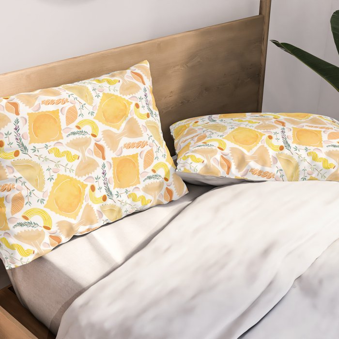 Pasta Pattern on White Pillow Sham Gallery Image 2