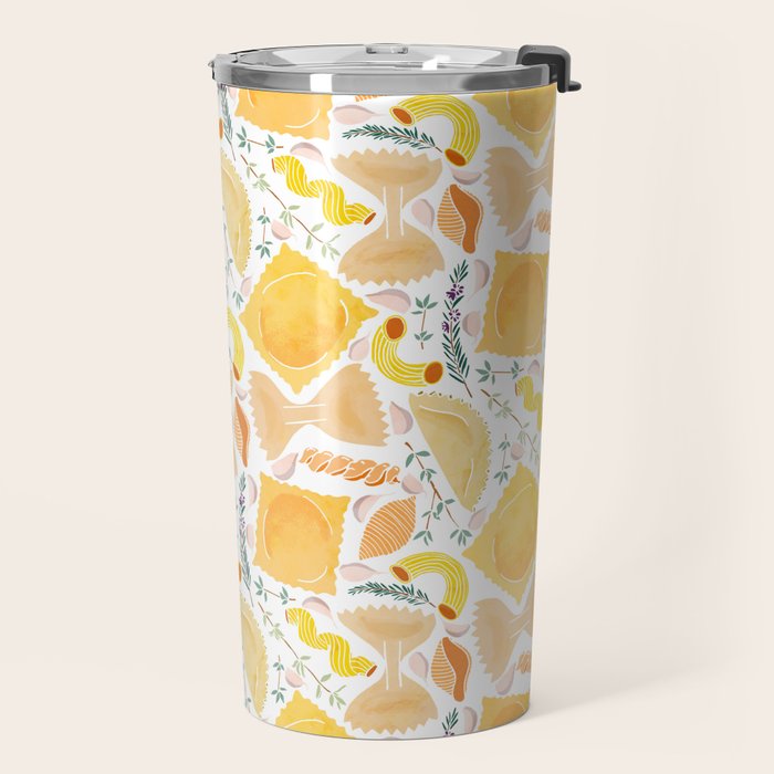 Pasta Pattern on White Travel Mug Gallery Image 2