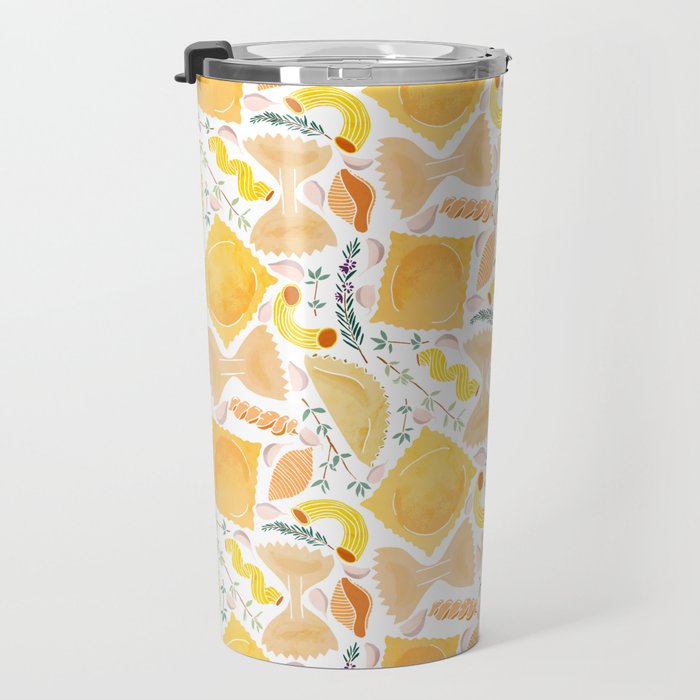 Pasta Pattern on White Travel Mug Gallery Image 3