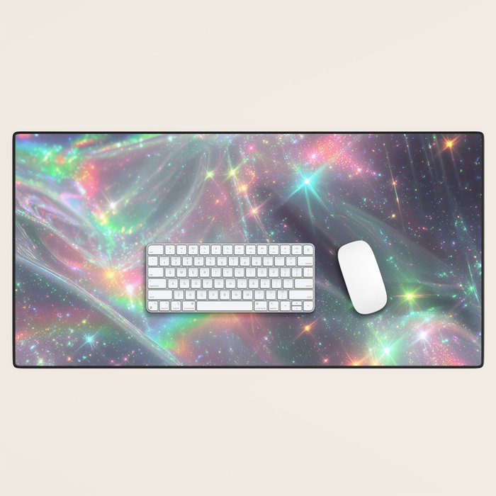 Holographic Cosmic Sparkle Dreamscape Iridescent Galaxy Fantasy Desk Mat Gallery Image 1