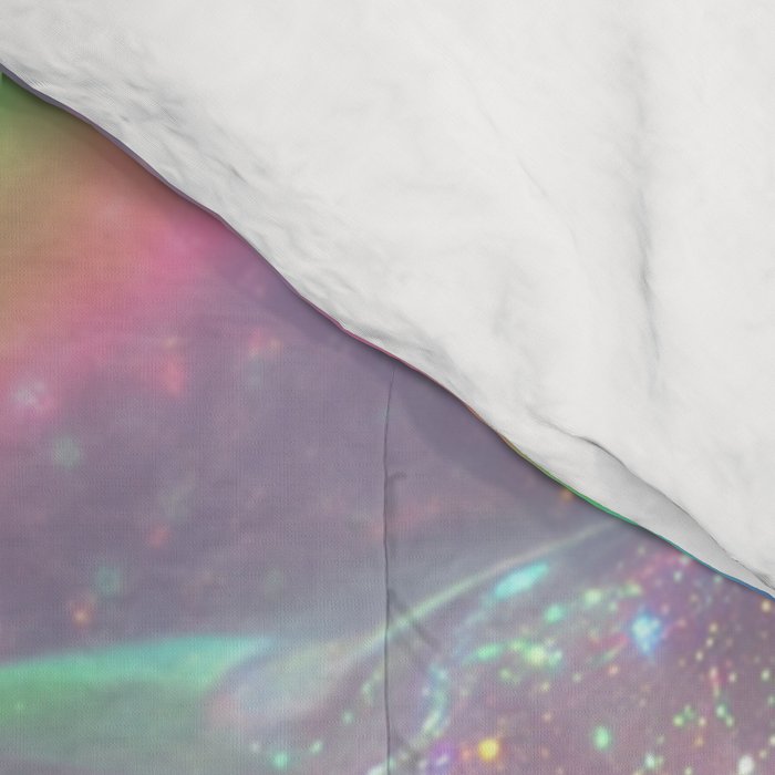 Holographic Cosmic Sparkle Dreamscape Iridescent Galaxy Fantasy Comforter Gallery Image 4