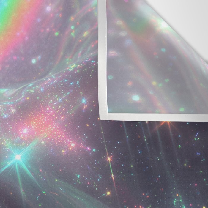 Holographic Cosmic Sparkle Dreamscape Iridescent Galaxy Fantasy Wall Tapestry Gallery Image 3