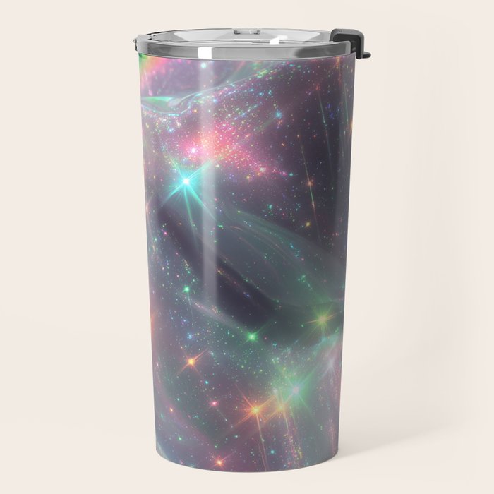 Holographic Cosmic Sparkle Dreamscape Iridescent Galaxy Fantasy Travel Mug Gallery Image 2